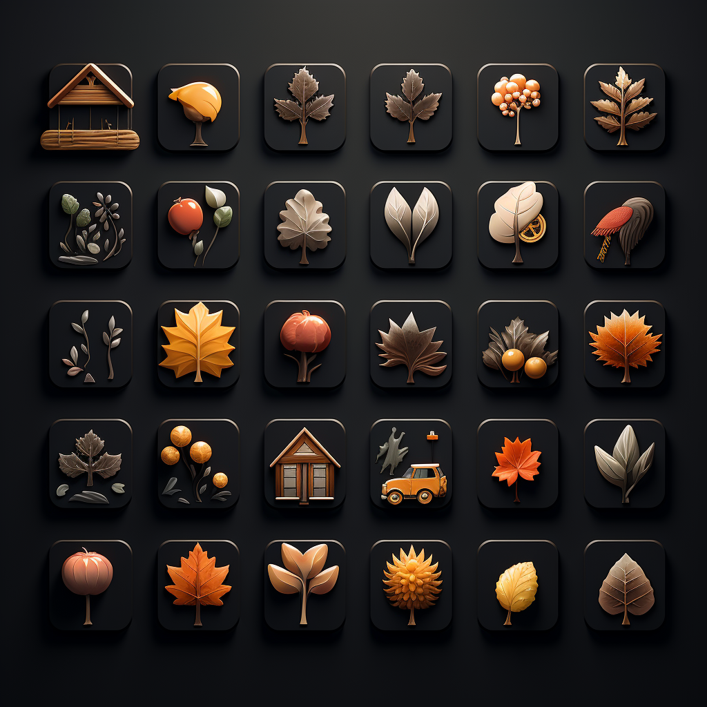 Fall foliage in a dark mode design