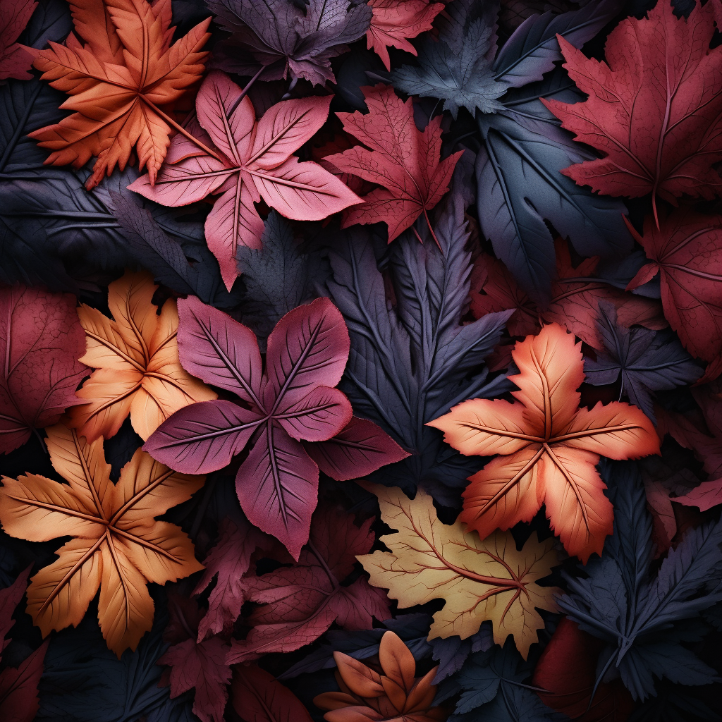 Autumn leaves and plants photo