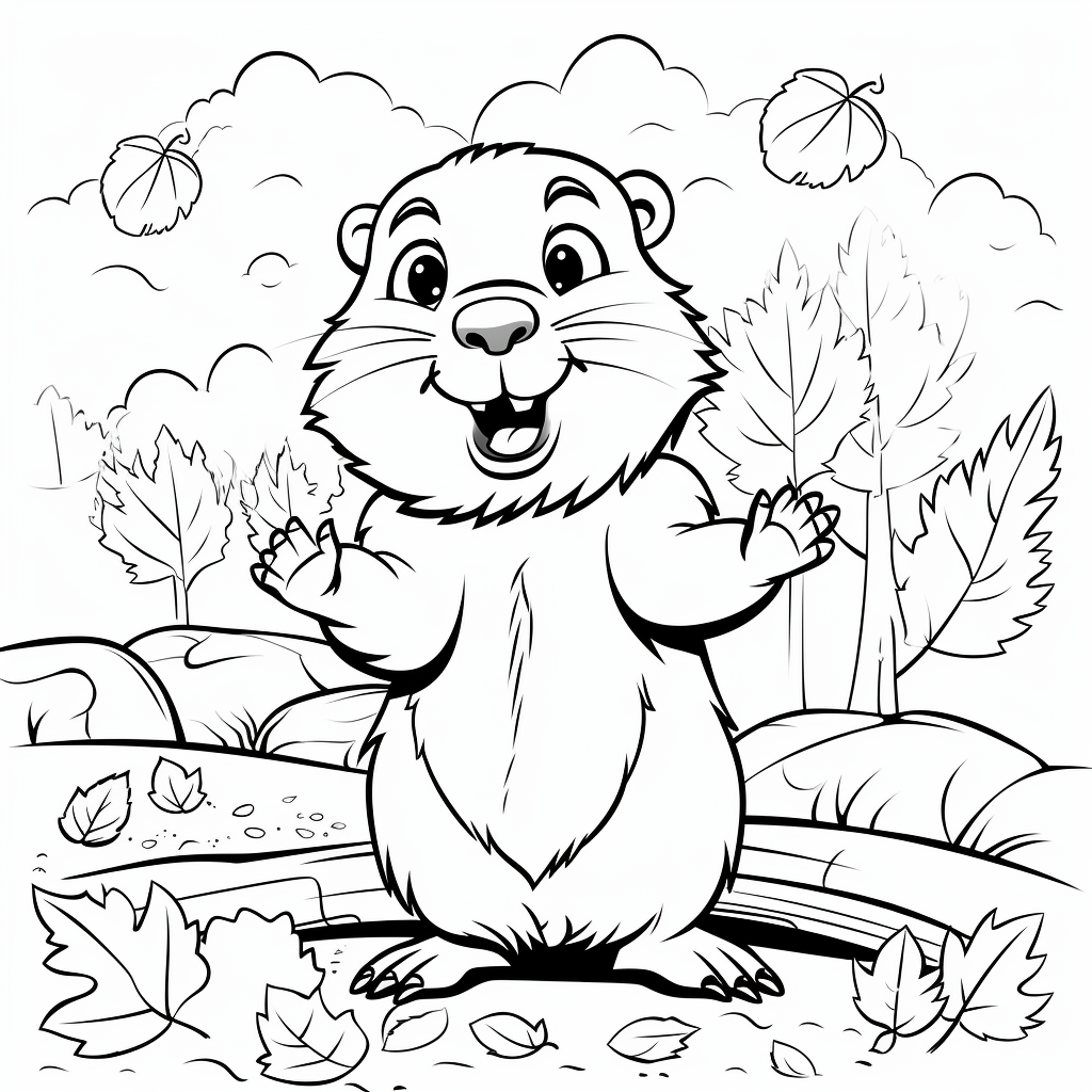 Cute autumn marmot coloring page