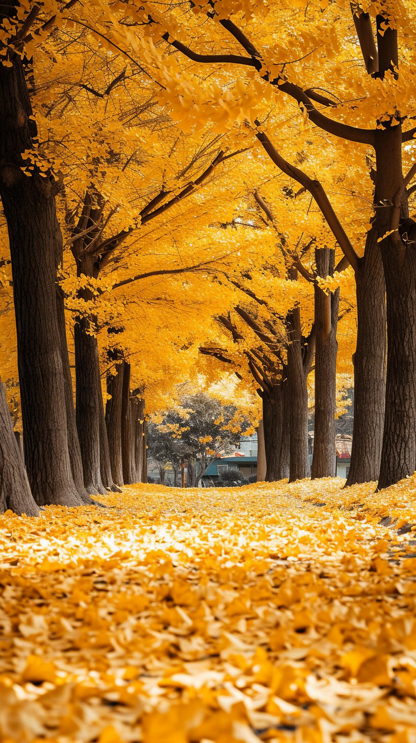 Ginkgo Trees with Golden Leaves