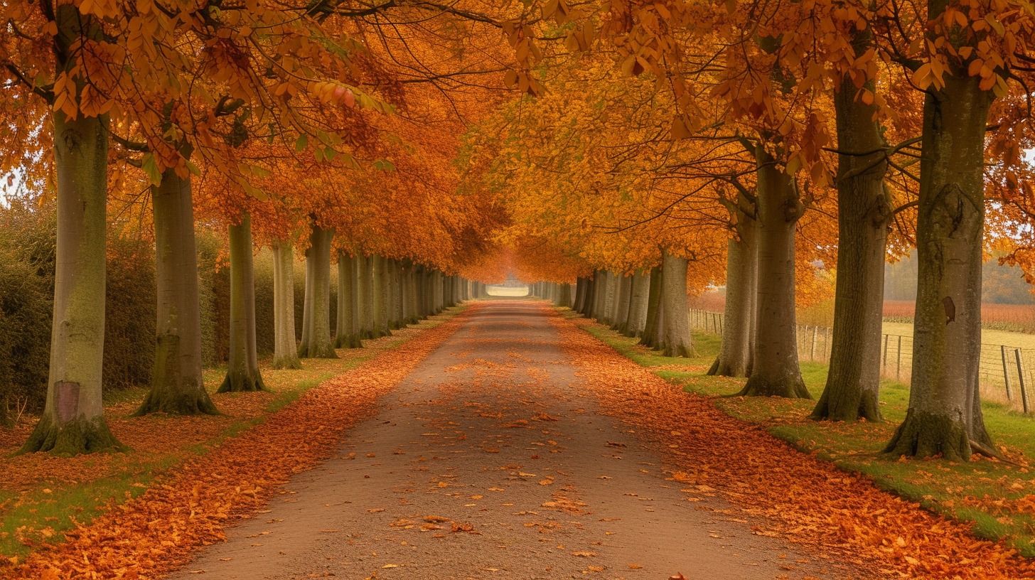 Autumn tree-lined avenue photo