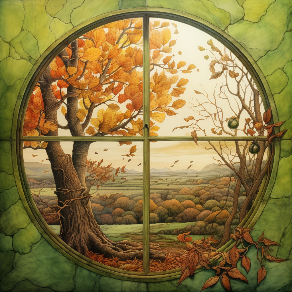 Vibrant autumn colors and lush green nature