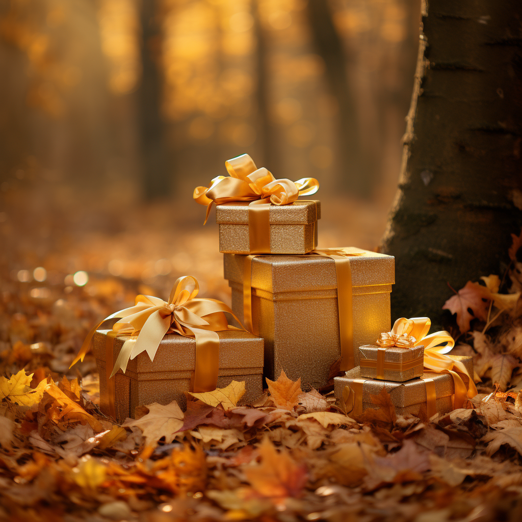 Gifts under autumn leaves