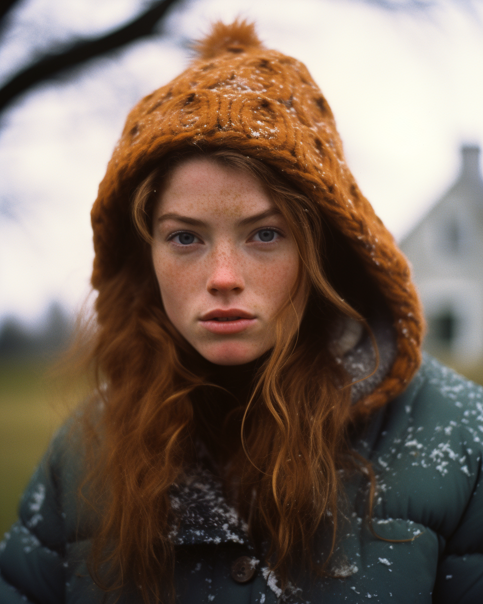 Irish girl enjoying snowy autumn weather