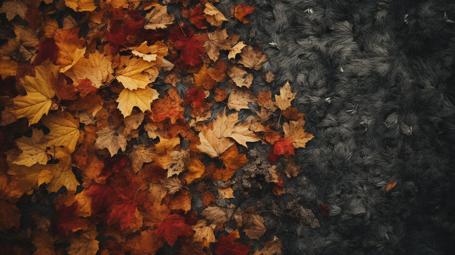 Autumn leaves in bird's eye view