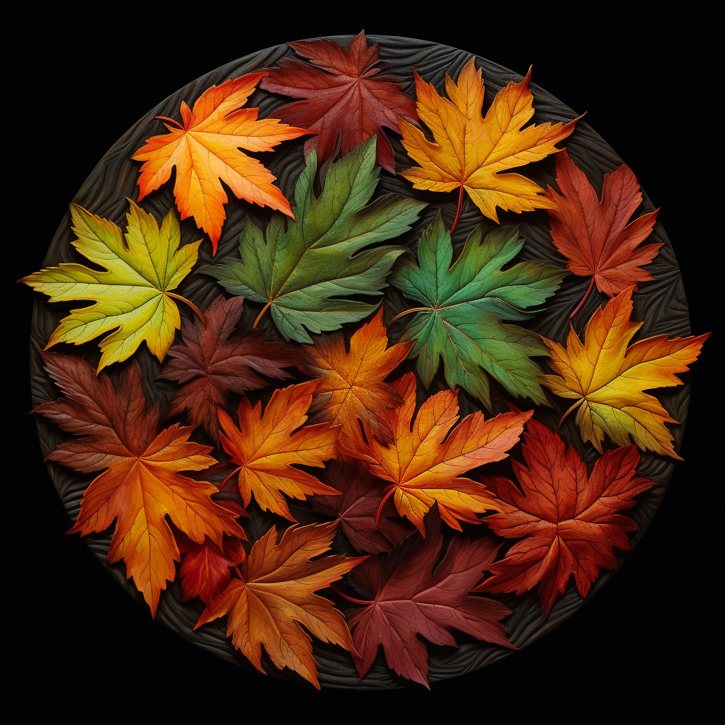 Vivid Autumn Leaves in Circular Design