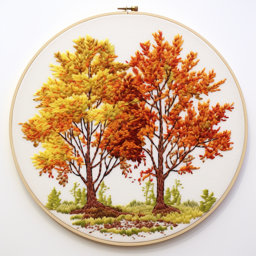 Autumn Leaves Dot Embroidery Image