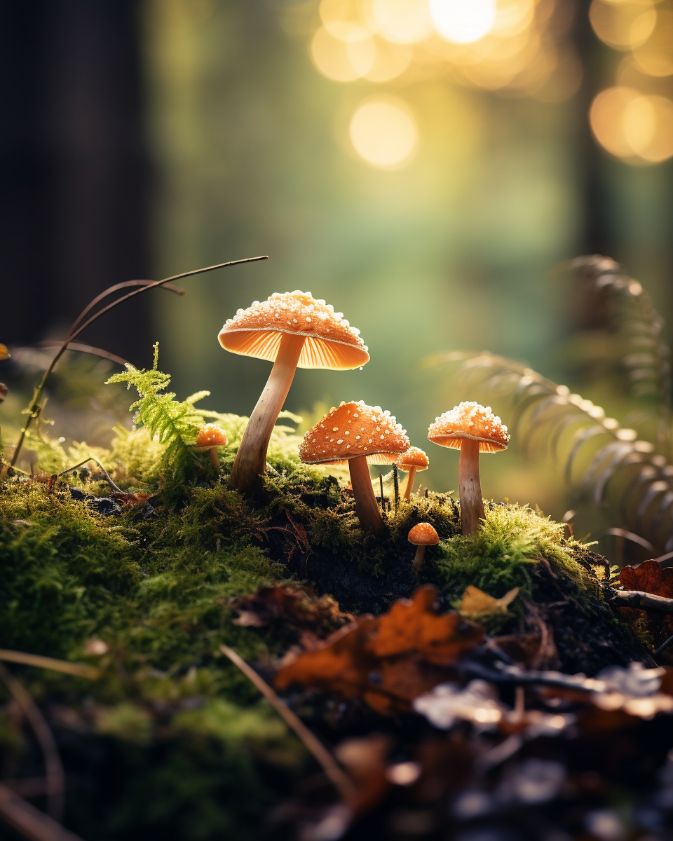 Vibrant autumn mushrooms in the forest