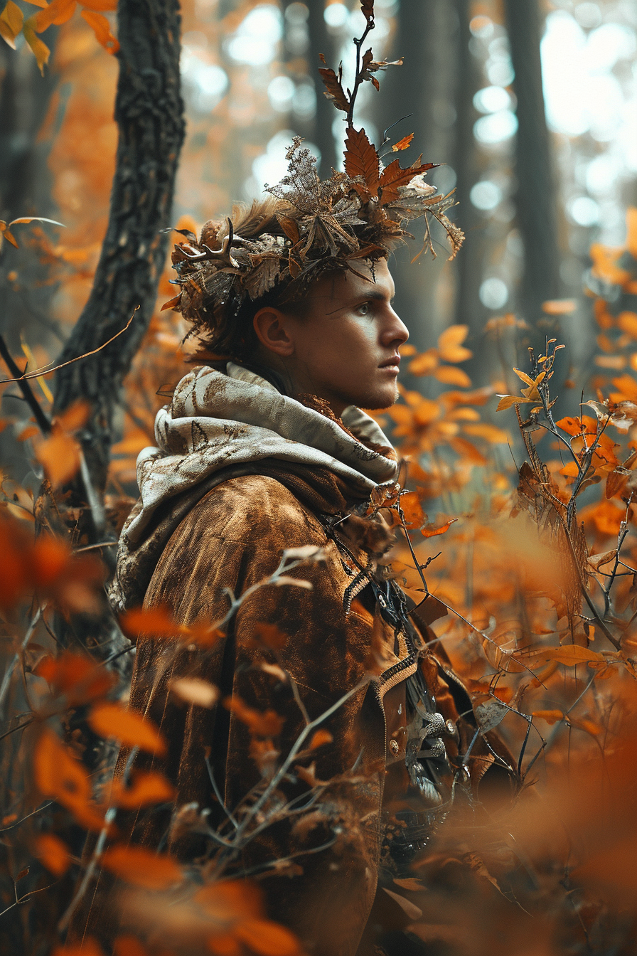 Cinematic image of young Russian man in fae fantasy