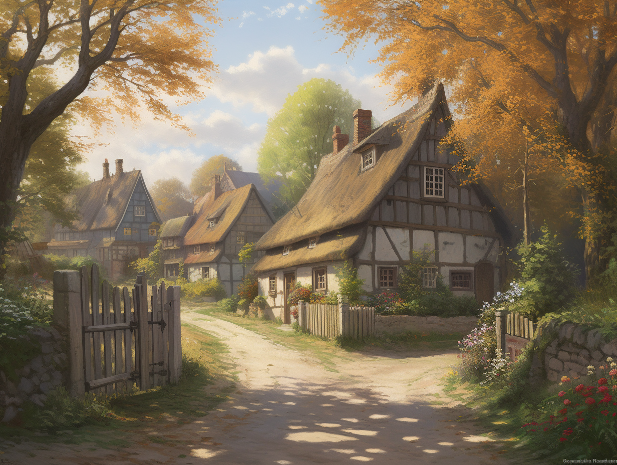 Serene Autumnal Rural Village