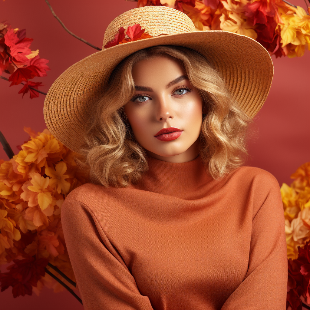 Attractive woman model symbolizing autumn season