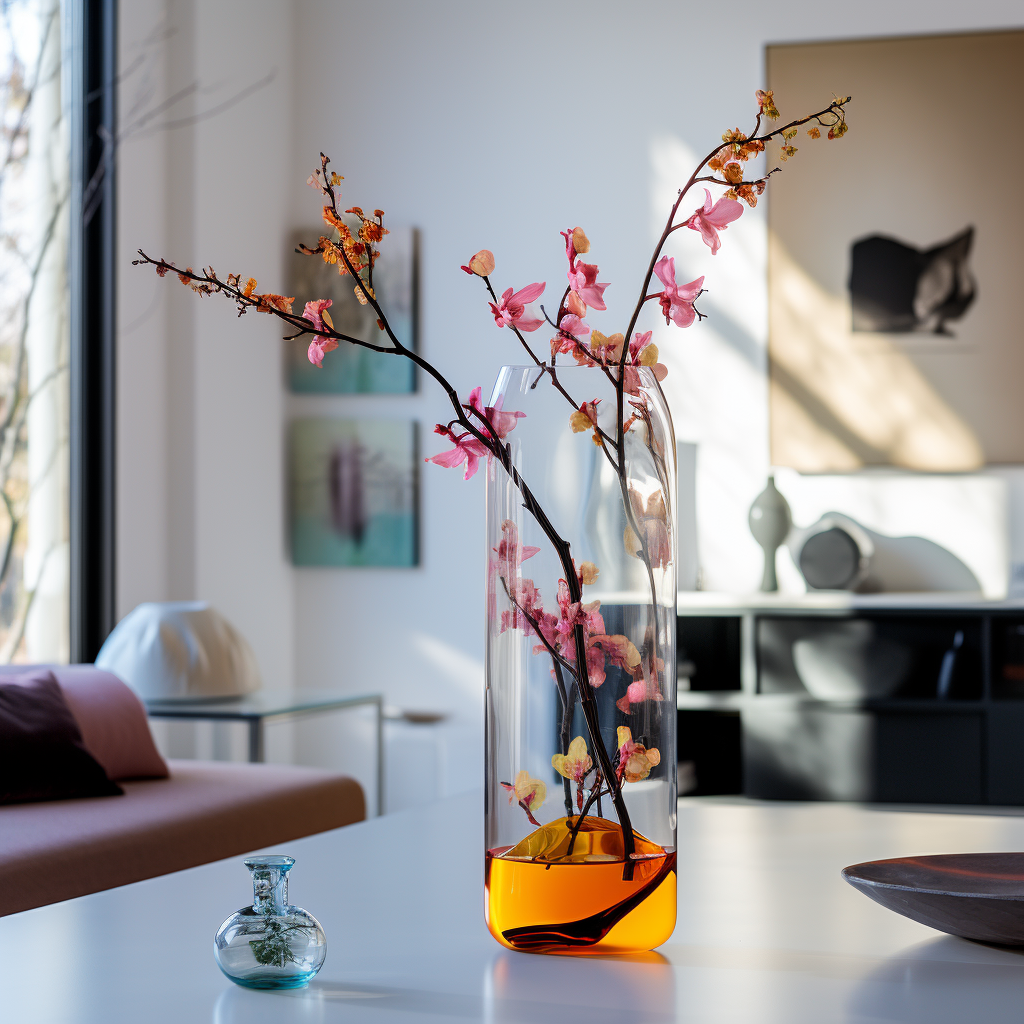 Autumn-inspired modern apartment vase with translucent flowers