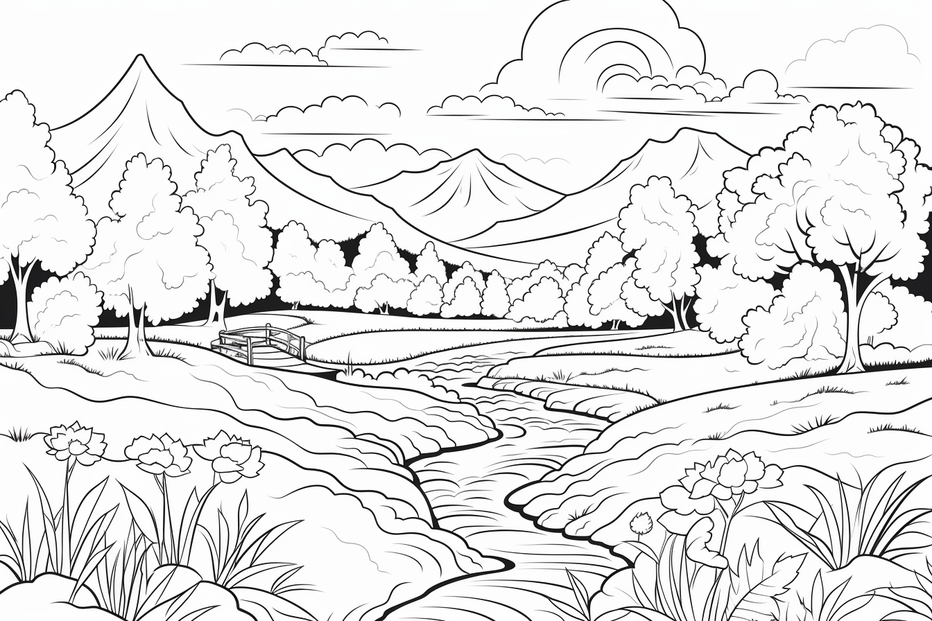 Autumns Landscape Coloring Page Image