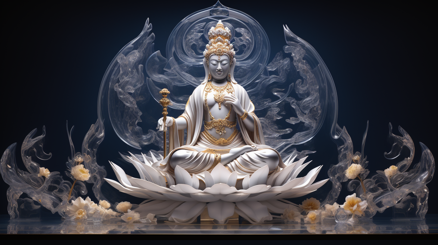 Avalokitesvara statue in lotus flower