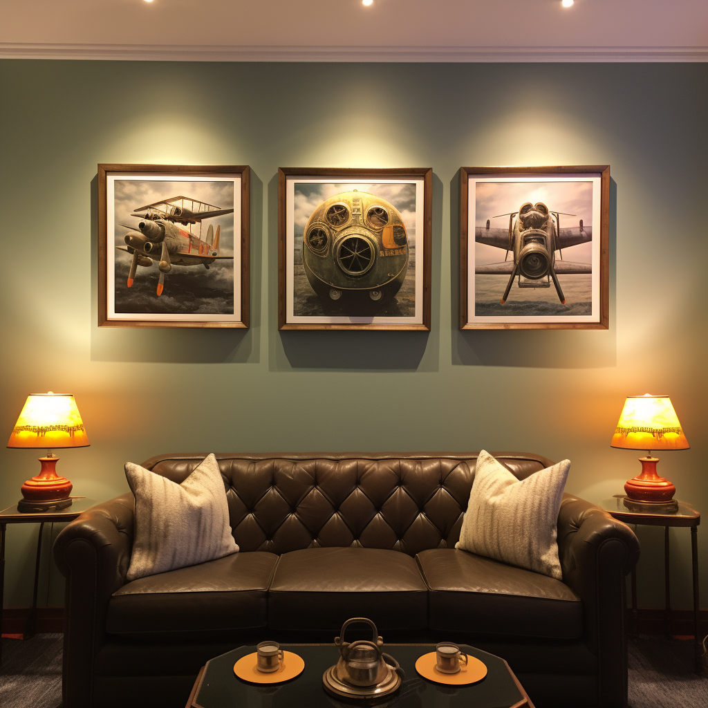 Empty Frames in Aviation Themed Room