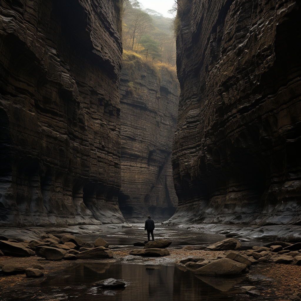 Person being watched in stunning gorge