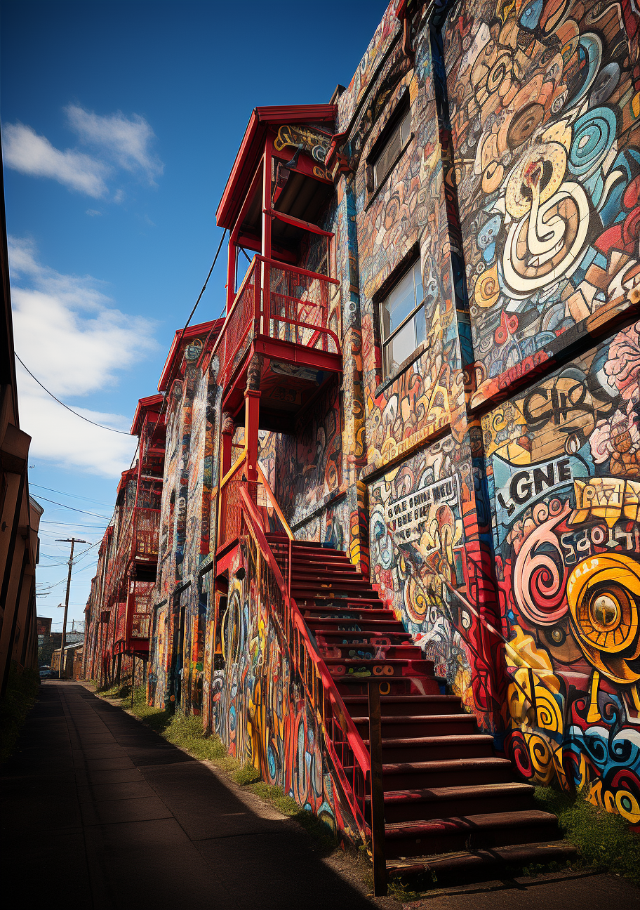 Vibrant graffiti wall with stunning details