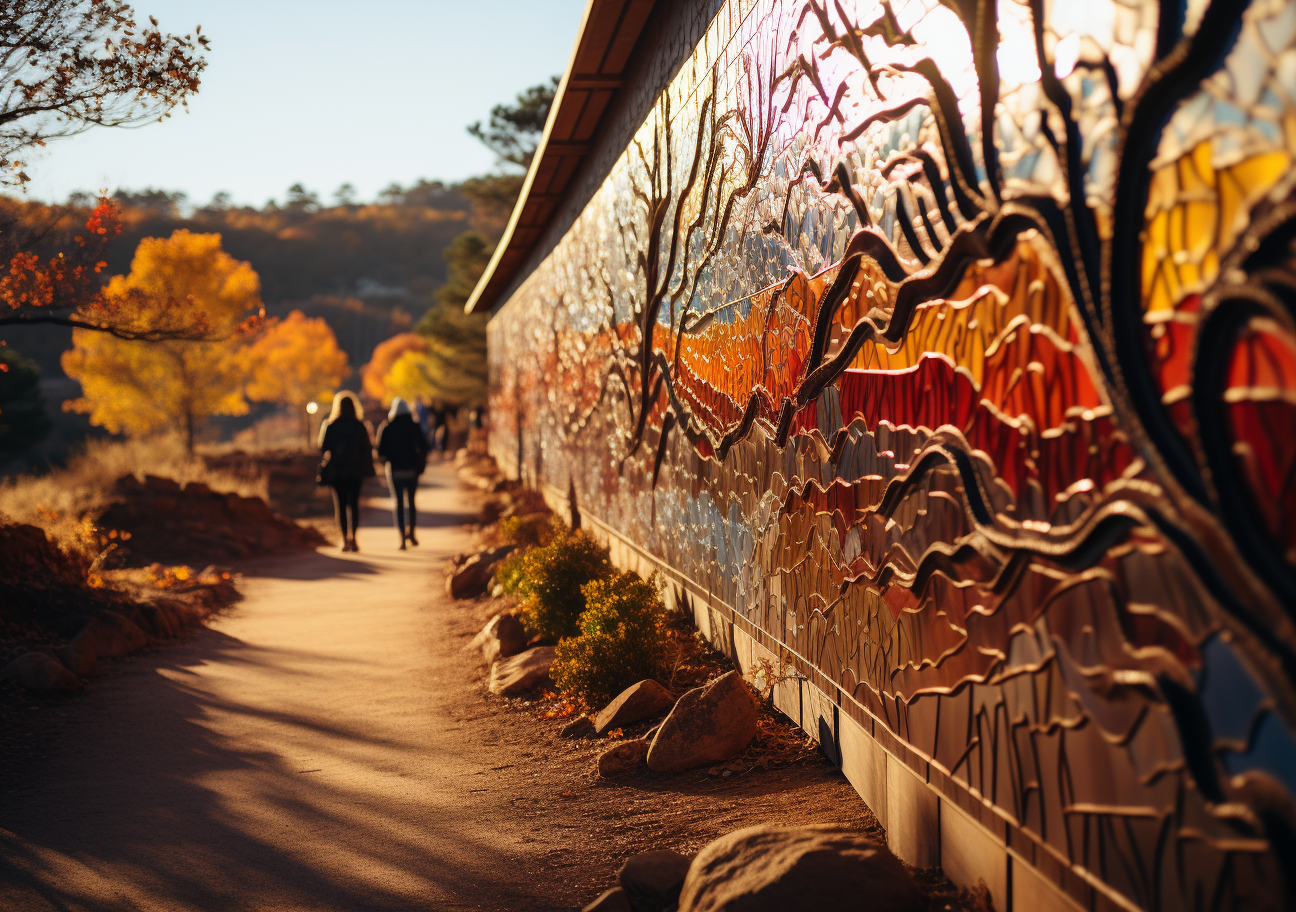 Vibrant graffiti wall with god-rays