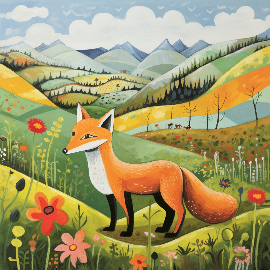 Cute fox in Axel Scheffler style