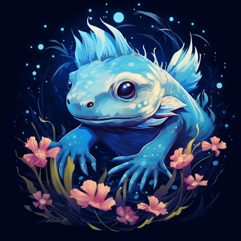 Arty graphic of a blue axolotl