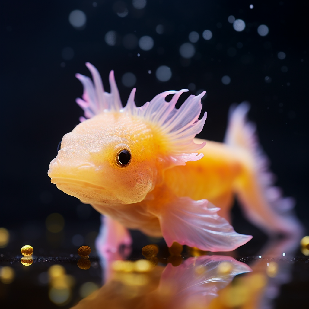 Beautiful Axolotl Goldfish Hybrid in Profile