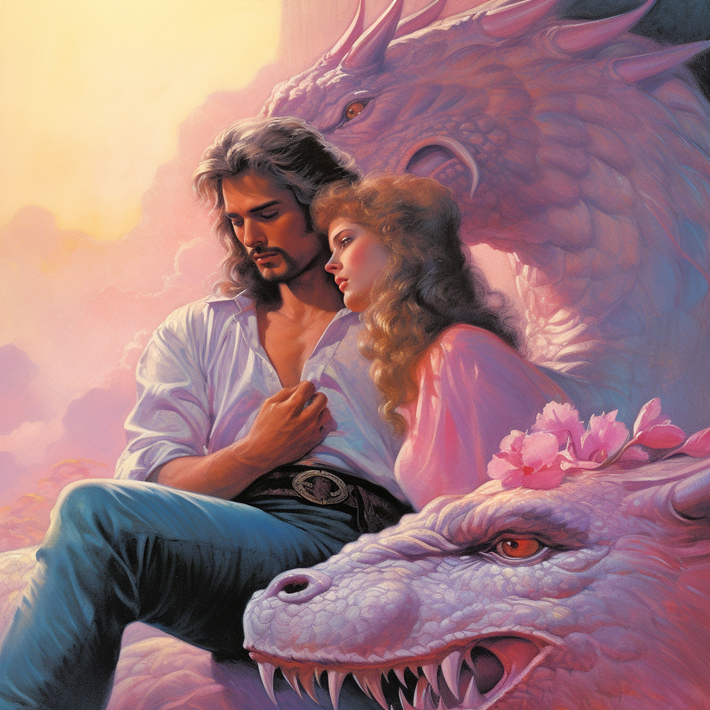 Romantic man dragon illustration