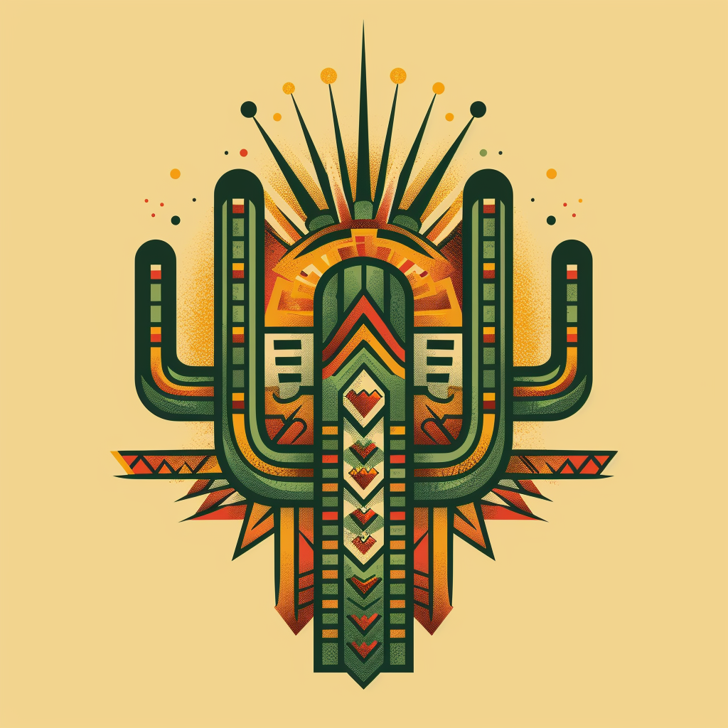 Aztec cactus logo design element