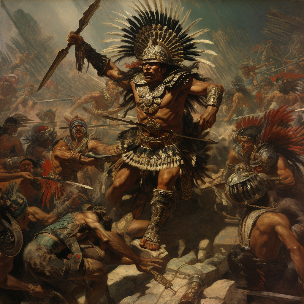 Aztec charging enemies with swords and death whistles