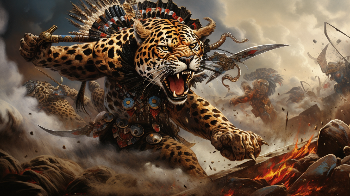 Aztec Jaguar Warrior battling an Oil Tanker