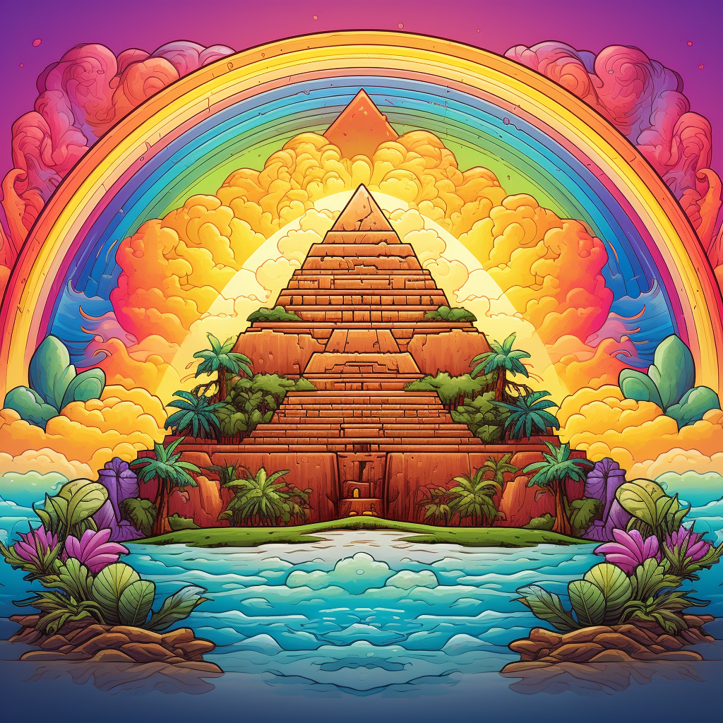 Aztec Pyramid Rainbow Above