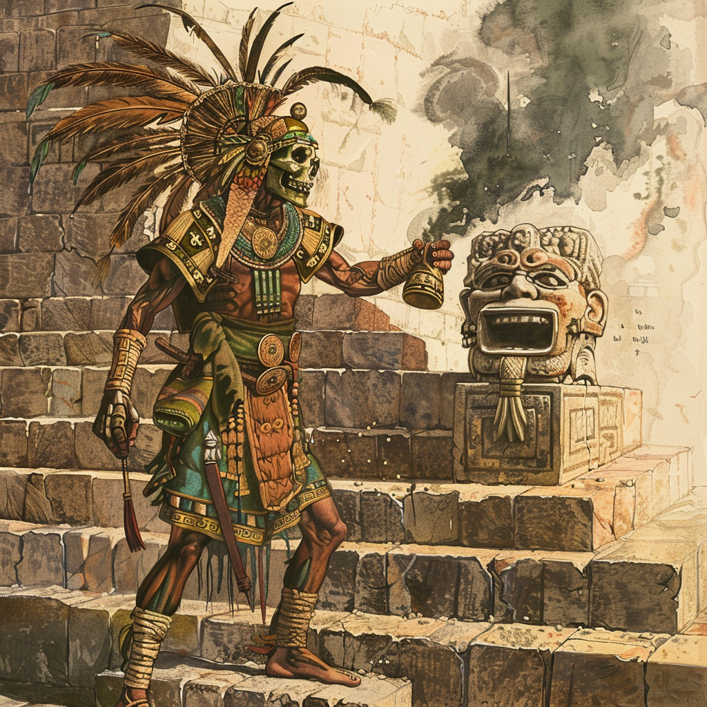 Aztec sacrificial ritual illustration