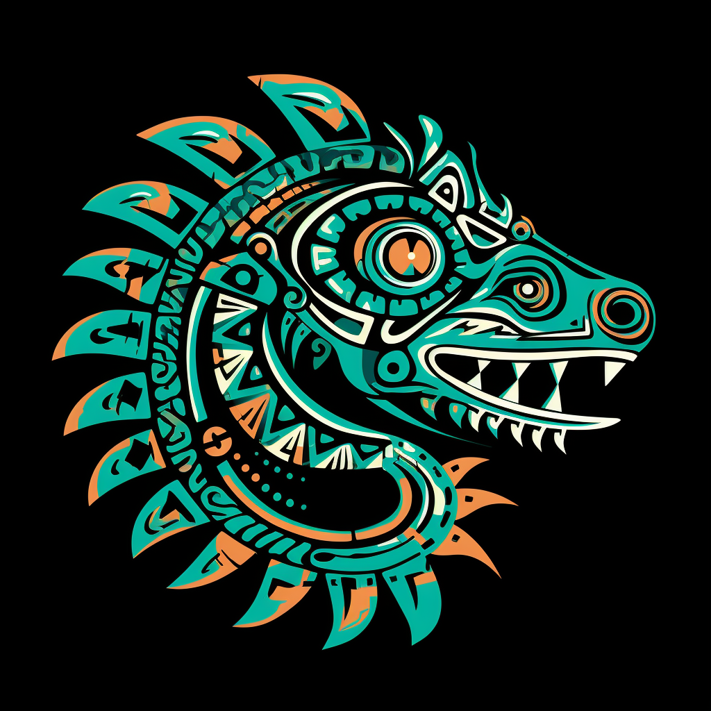 Aztec Sea Dragon Leviathan Pictogram Design