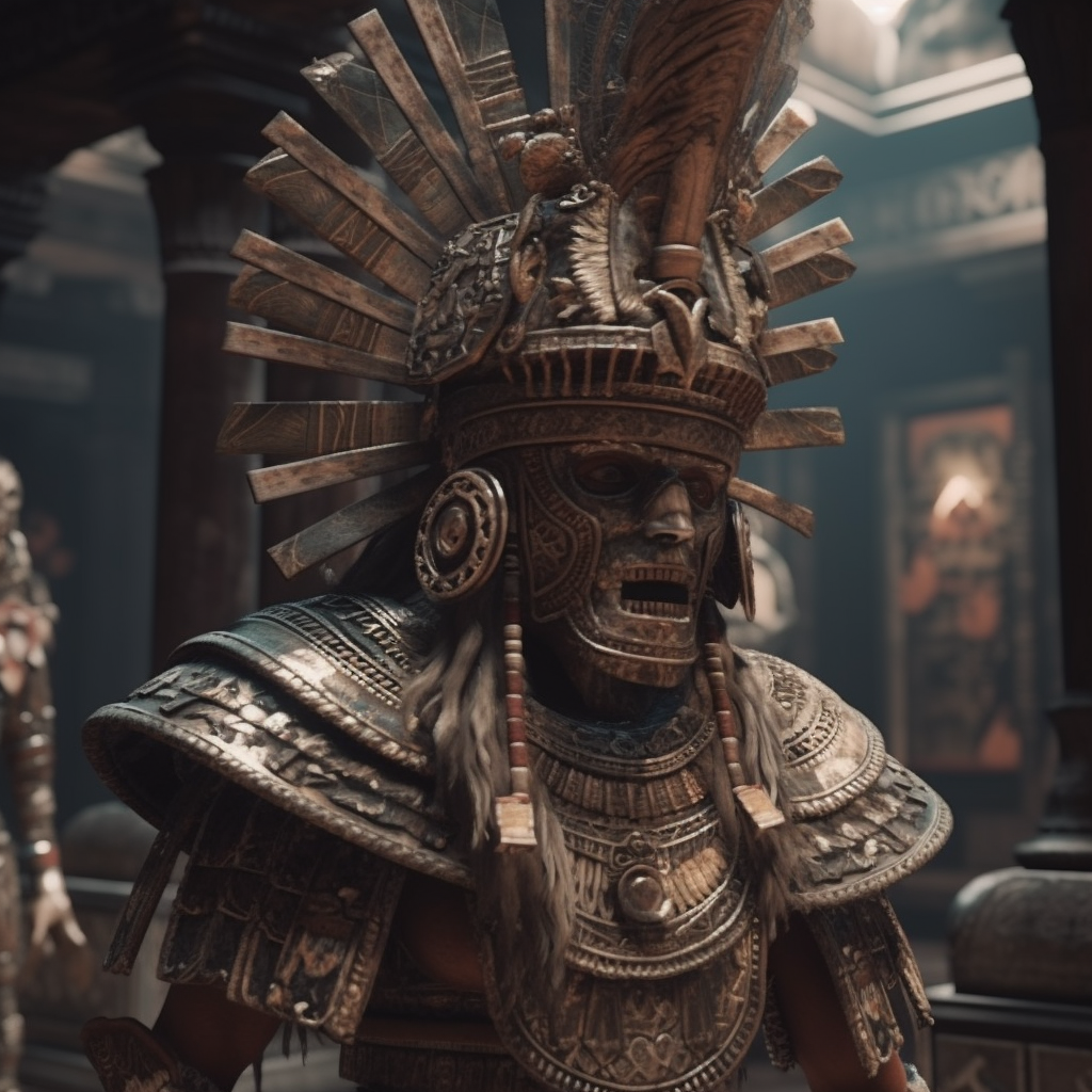 Aztec warrior in temple