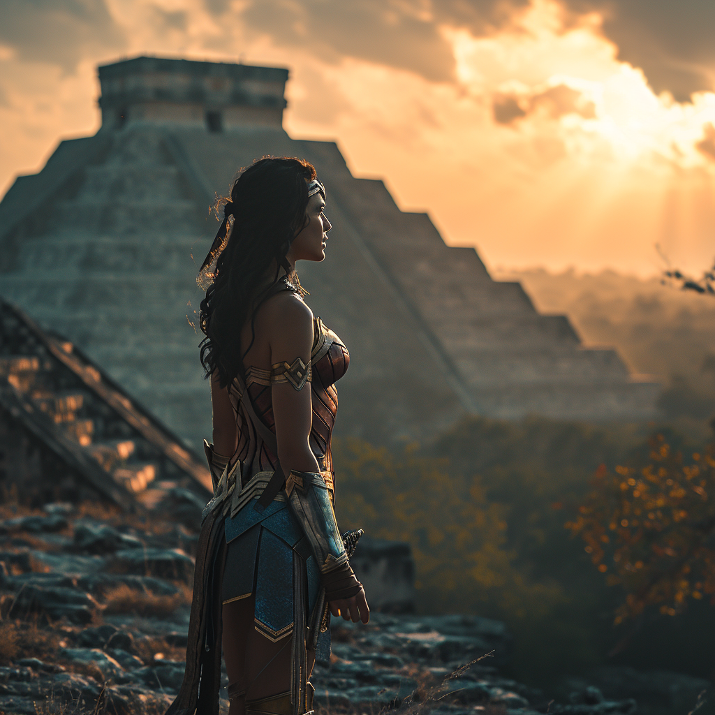 Empowering Aztec Wonder Woman at Pyramid