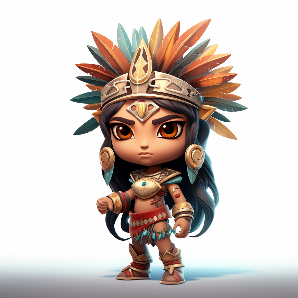 Adorable Aztec chibi character on a white background