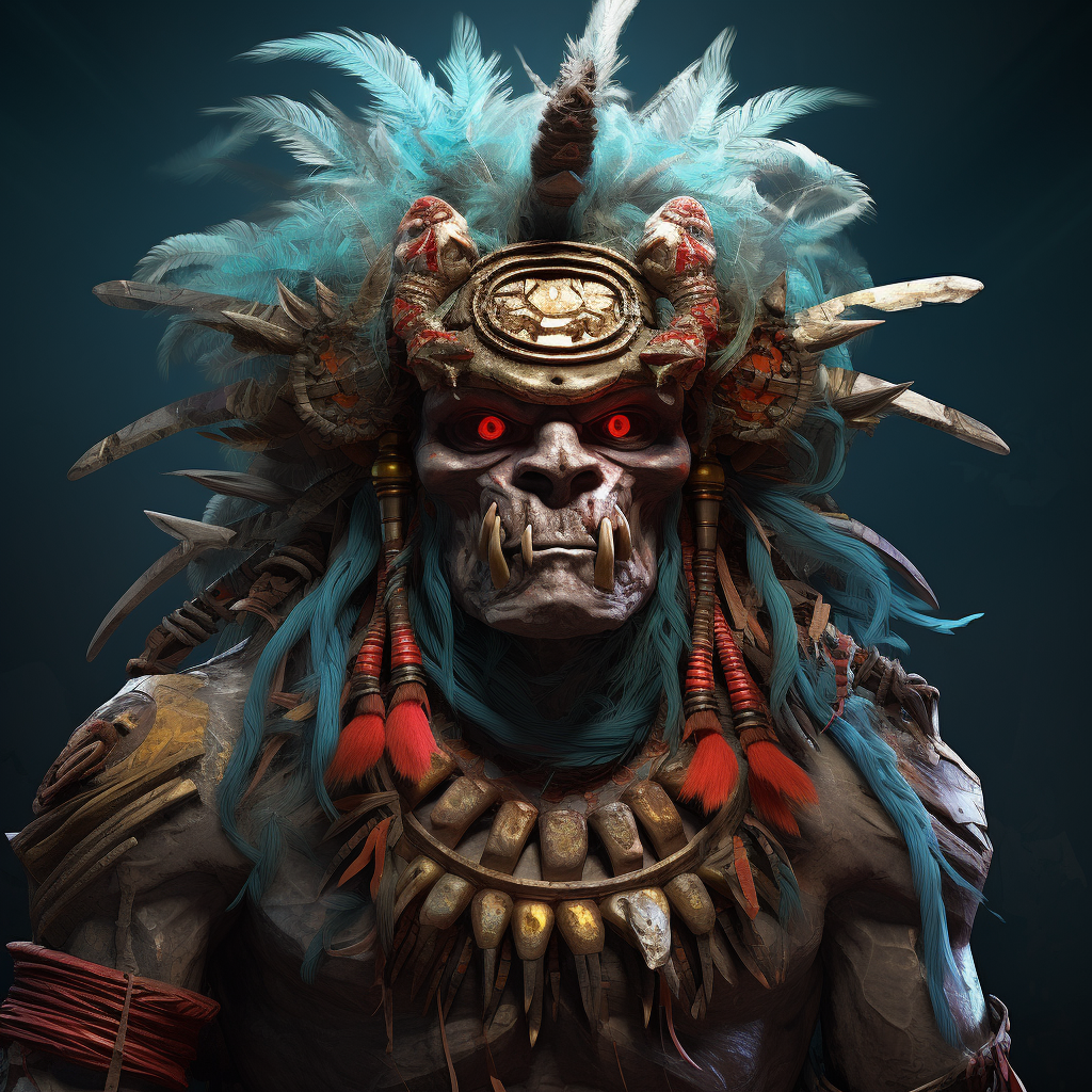 Aztec troll shaman with tusks