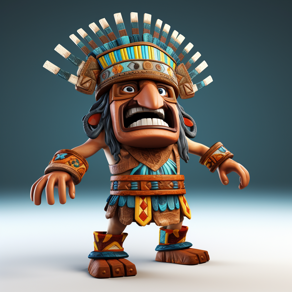 Cartoon of Aztec warrior