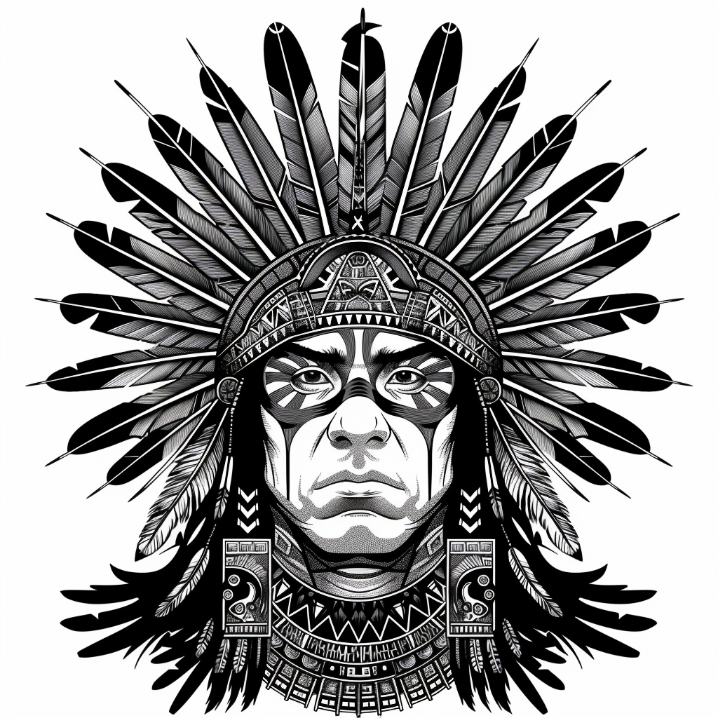 Aztec Warrior Headdress Facepaint Image