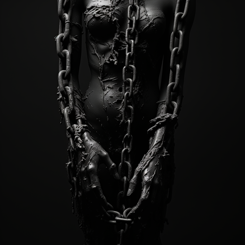 Black and white sculpture hand chain