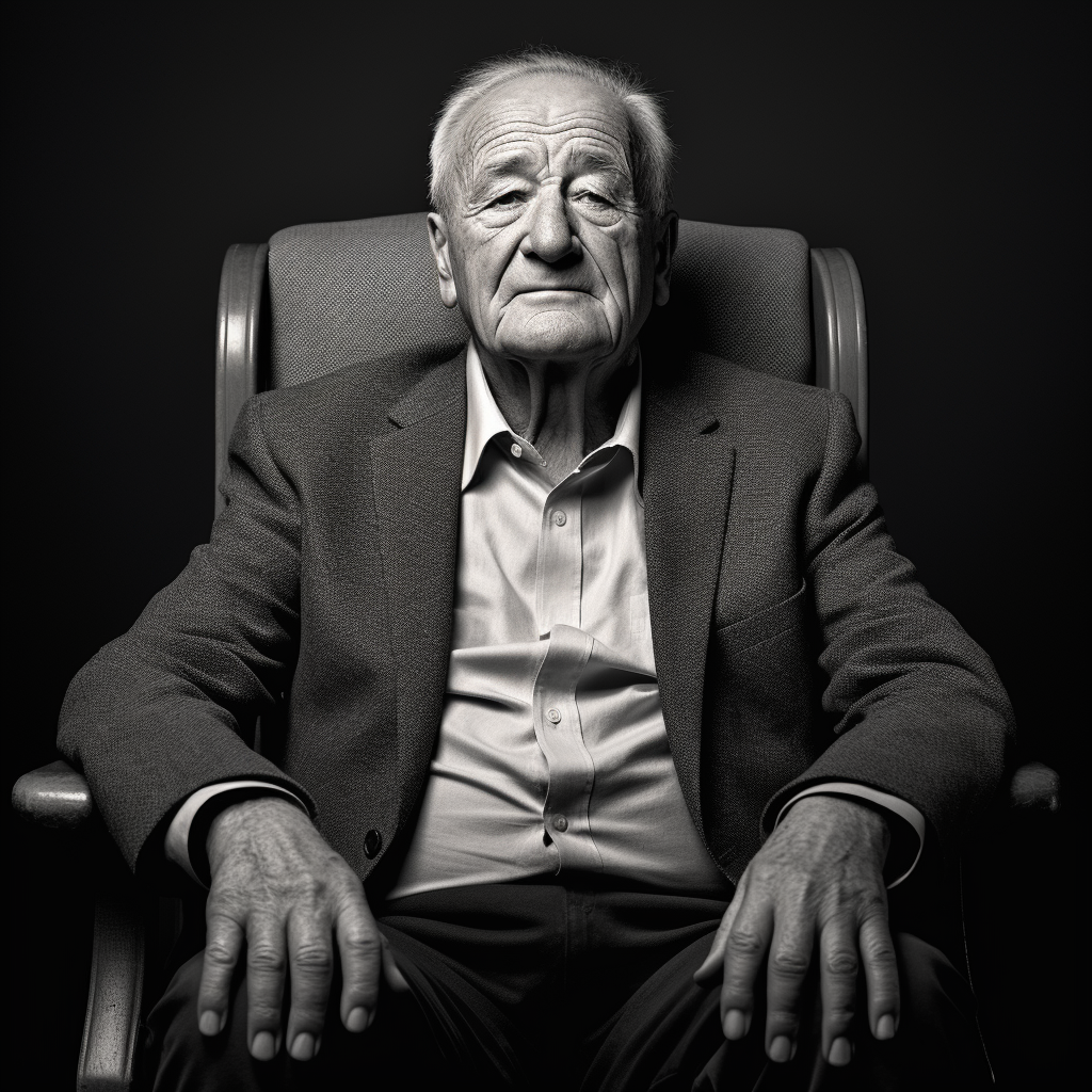 Smiling elderly man in chair