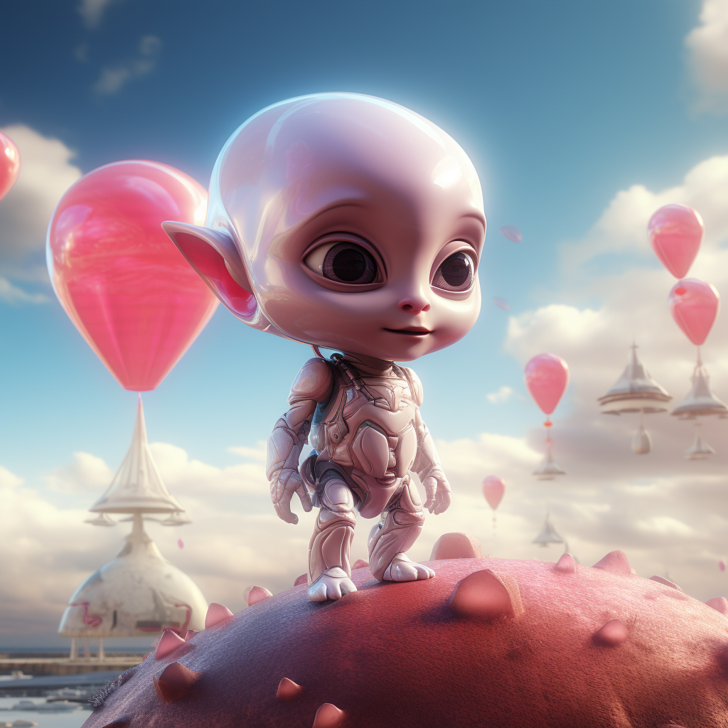 Baby alien valentine futuristic 4K view cloud