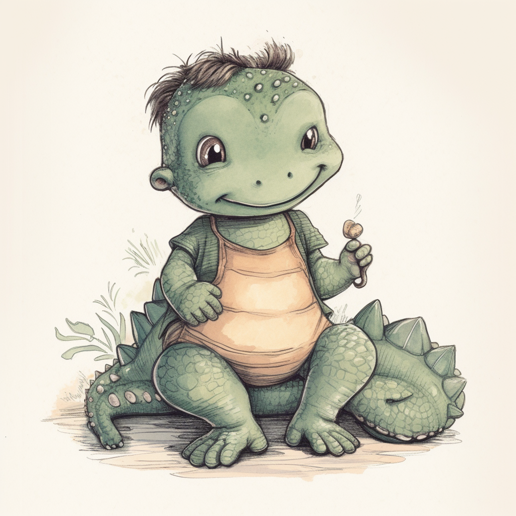 Cute baby with alligator pudgy arms