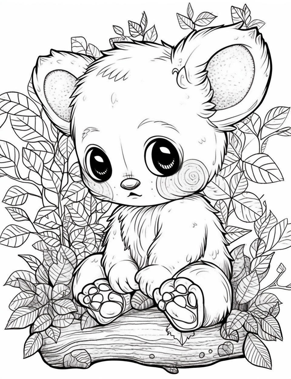 Chibi Baby Bear Coloring Page