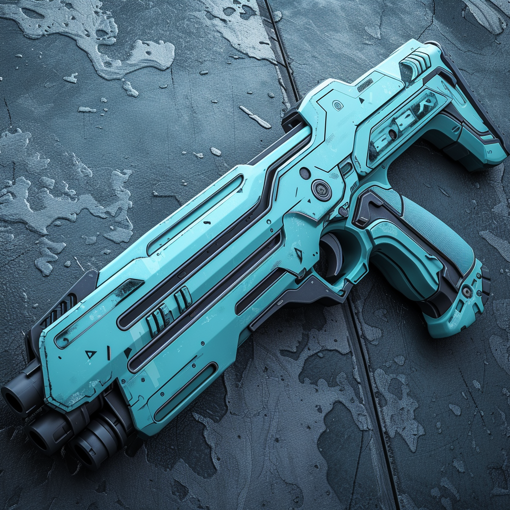 Stylized baby blue sci fi shotgun