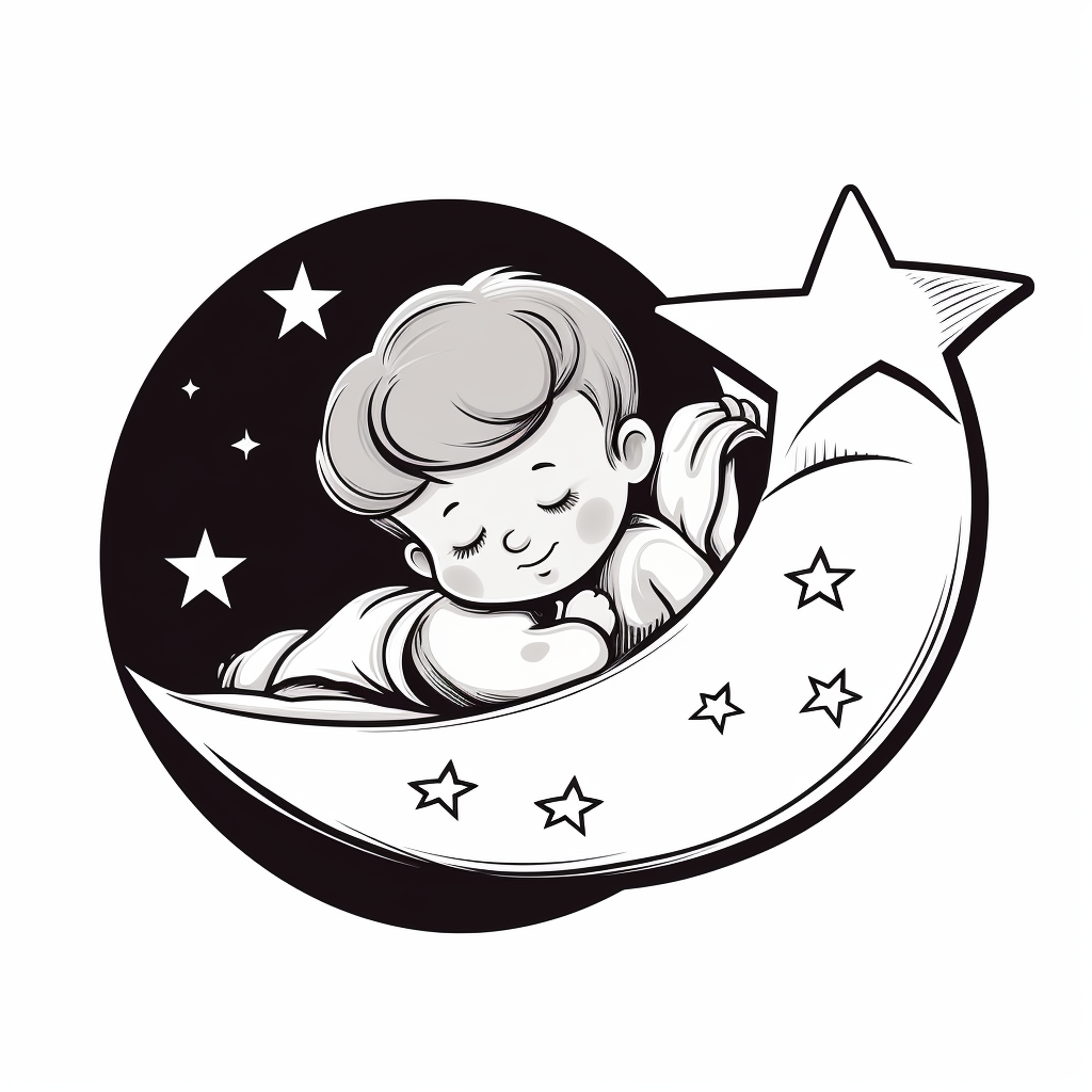 Cute baby boy sleeping in a crescent moon