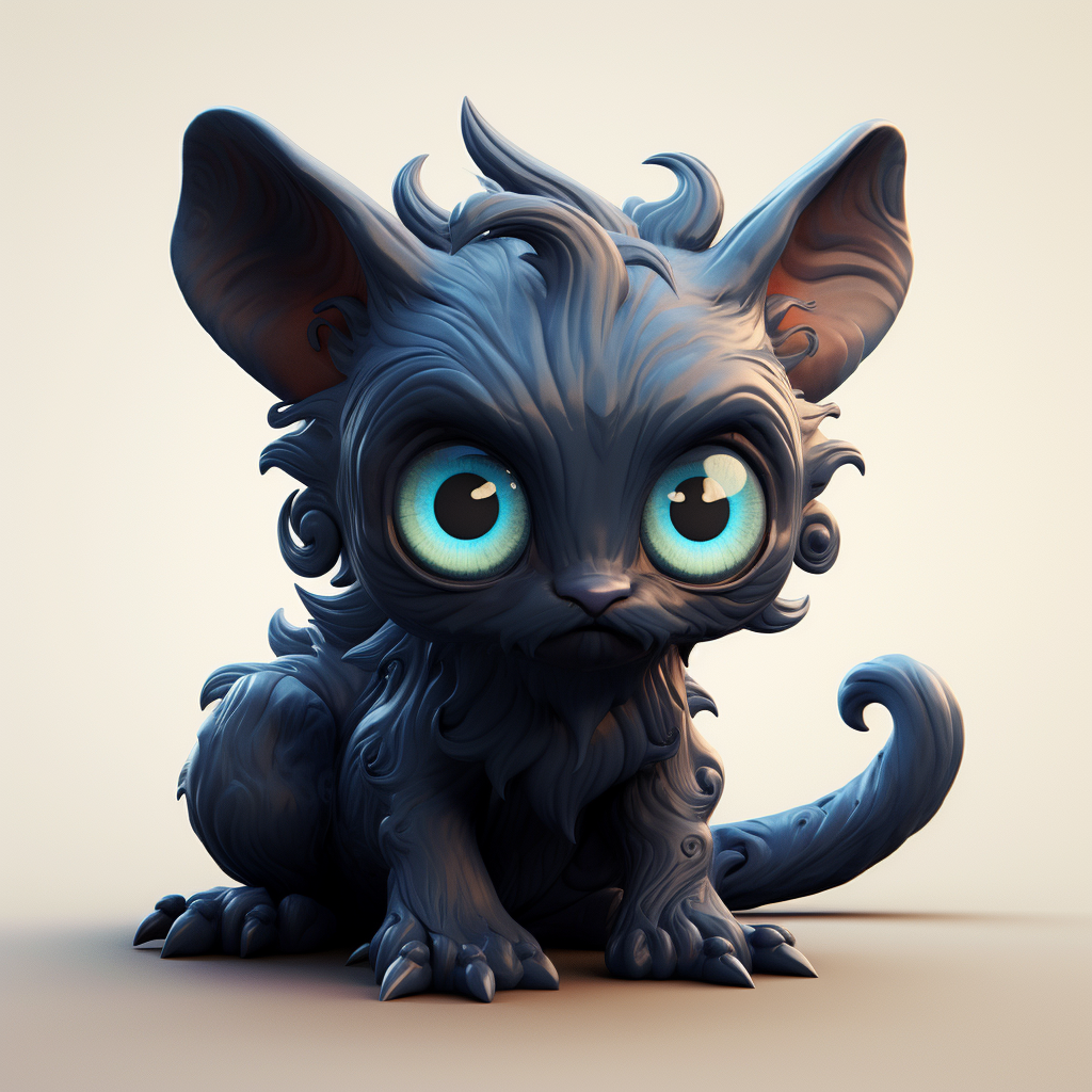 Cute baby displacer beast with blue eyes