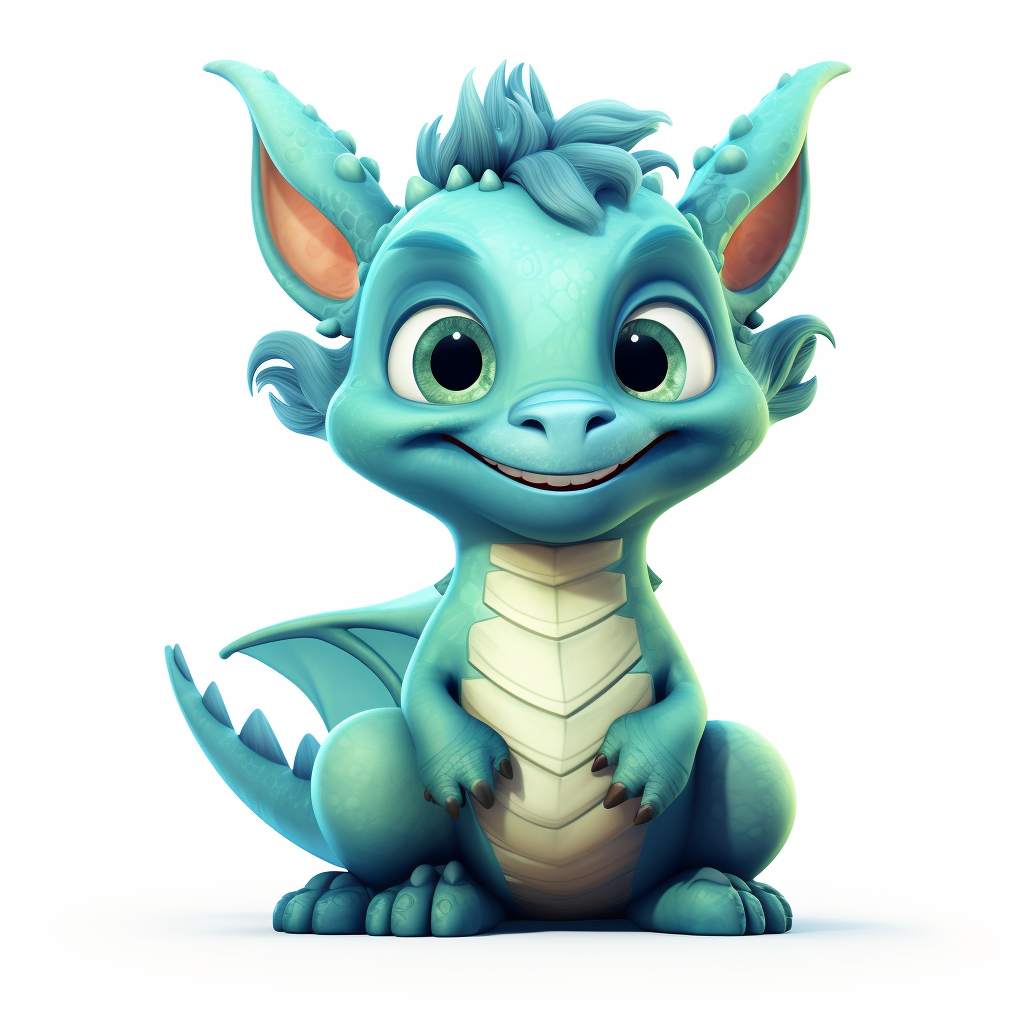 Smiling baby dragon cartoon