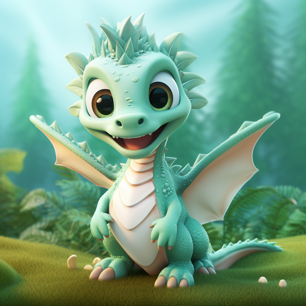 Adorable baby dragon with magical smile