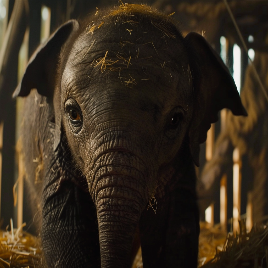 Baby Elephant in Cinematic Closeup