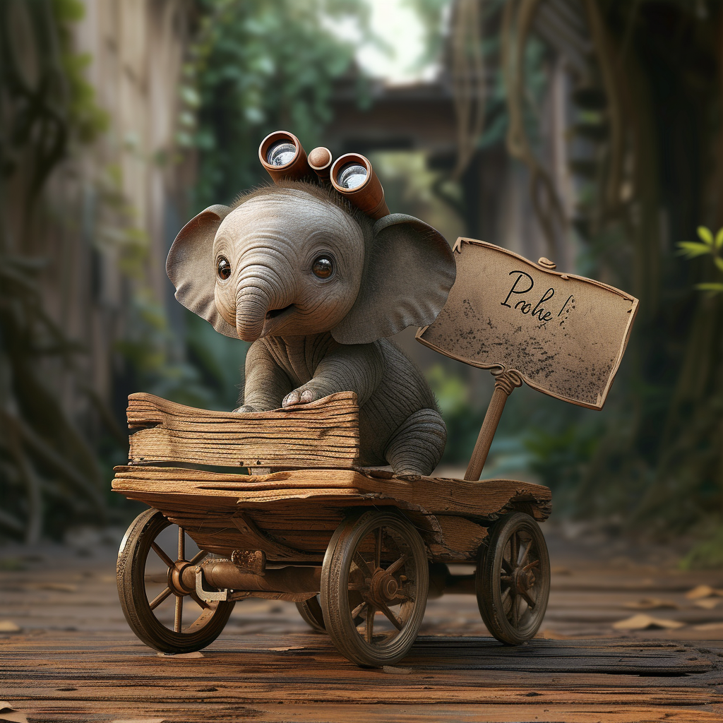 Baby Elephant Wooden Trolly Sign